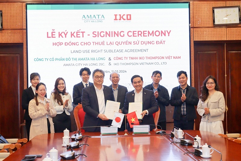 Lễ ký kết thuê lại quyền sử dụng đất giữa ông ty CP Đô thị Amata Hạ Long và Công ty TNHH IKO Thompson Việt Nam