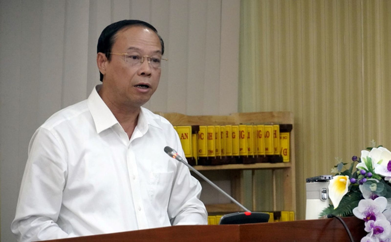 Ông Nguyễn Văn Thọ - chủ tịch UBDN tỉnh Bà Rịa - Vũng Tàu phát biểu tại lễ thành lập tổ công tác đặc biệt (Ảnh: Đông Hà)