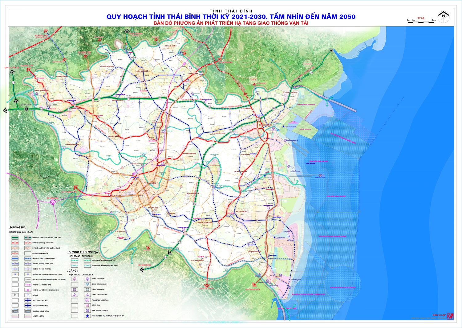 Bản đồ quy hoạch phát triển hạ tầng giao thông vận tải trong Quy hoạch tỉnh Thái Bình
