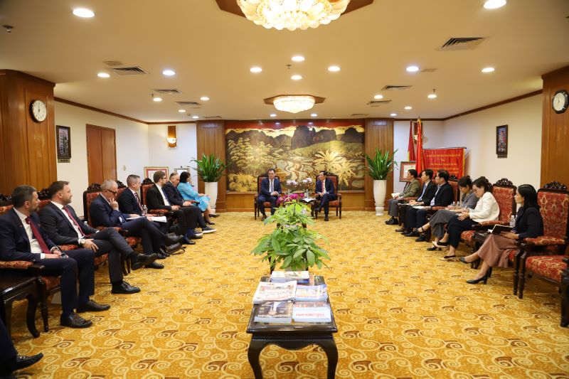 Phái đoàn cấp cao của Rumani đã tới thăm VCCI và có buổi làm việc với Chủ tịch VCCI Phạm Tấn Công vào ngày 20/11/2023