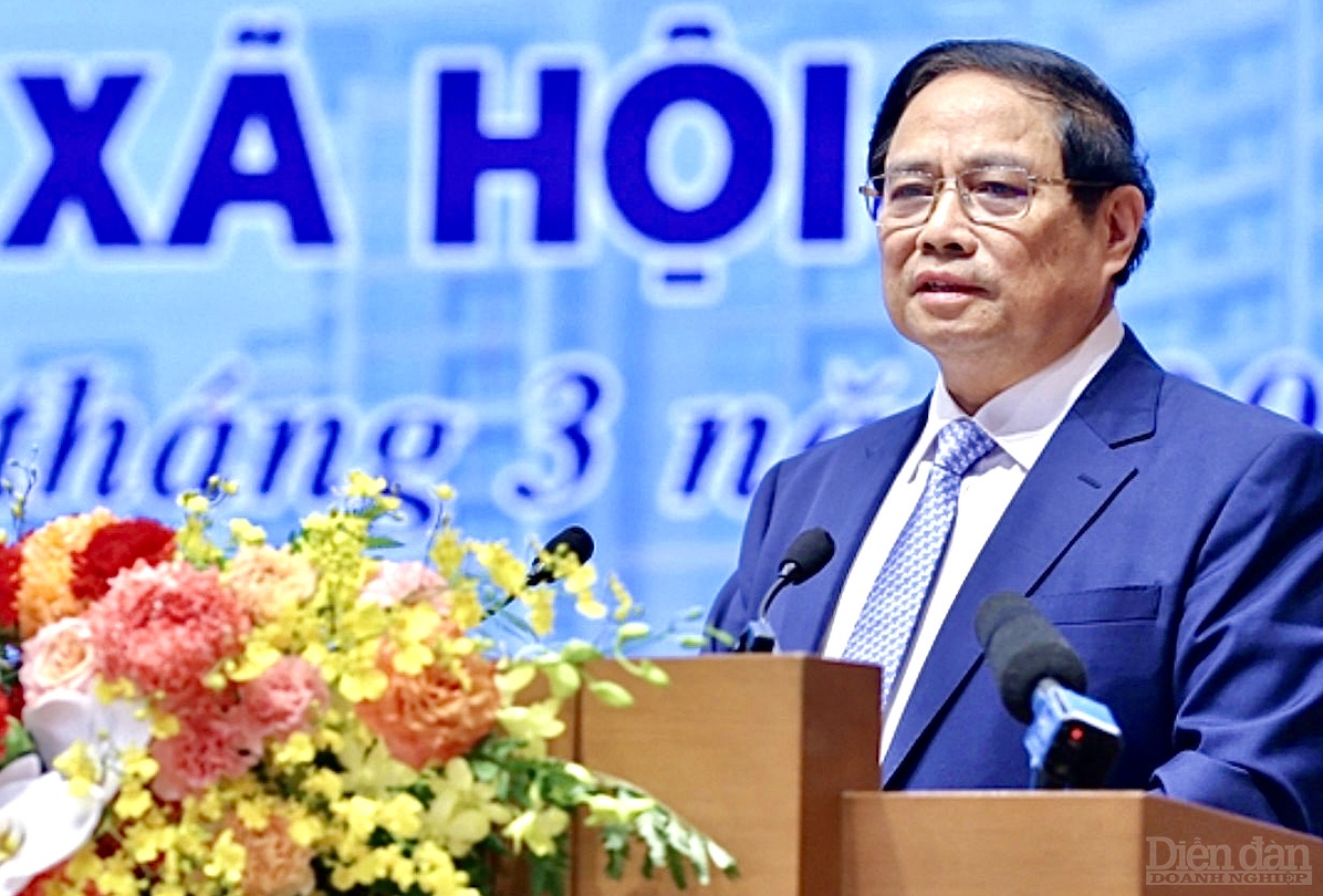 Thủ tướng Phạm Minh Chính phát biểu tại Hội nghị. Ảnh: VI ANH