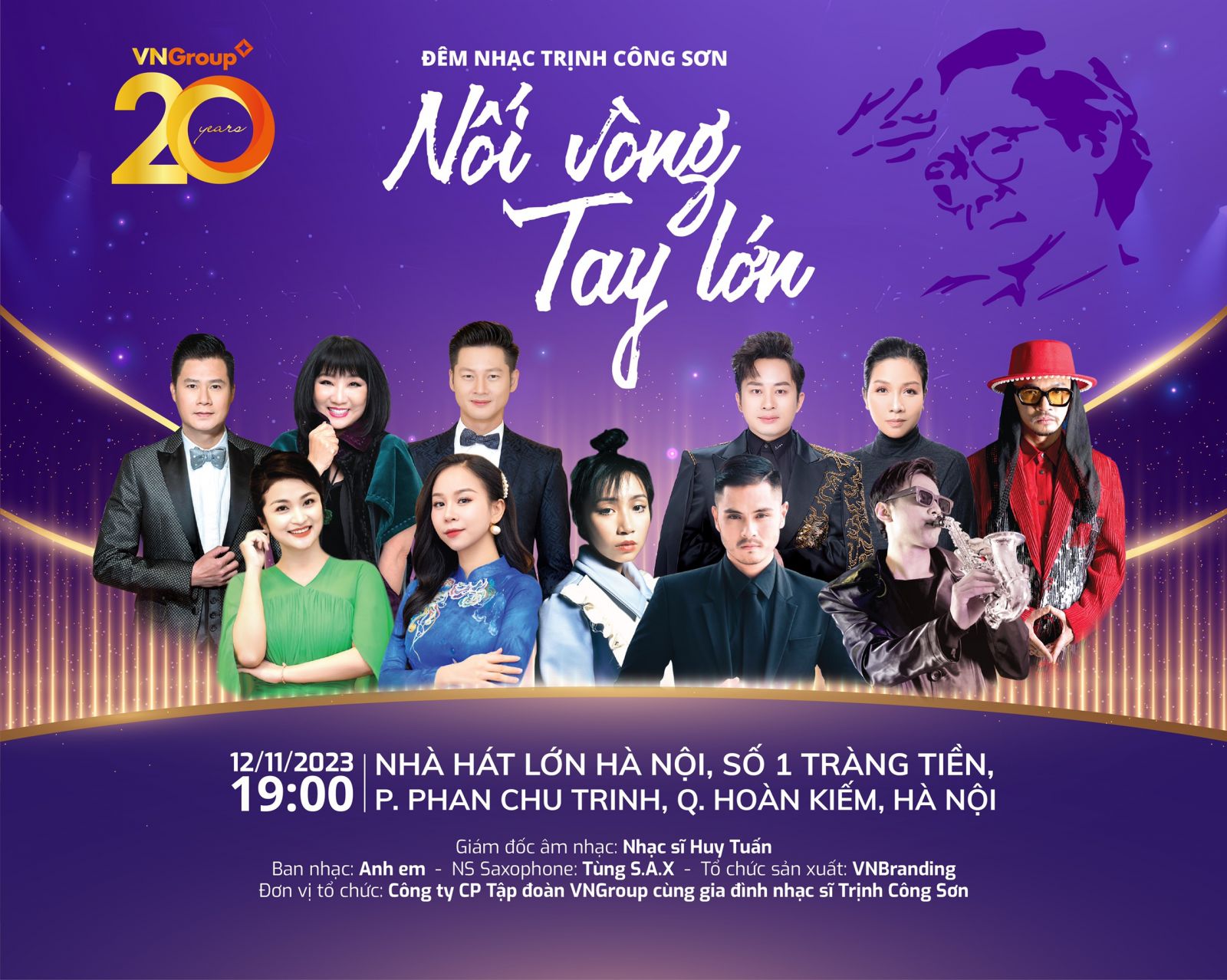 Đêm nhạc Trịnh Công Sơn: Nối vòng tay lớn” sẽ diễn ra vào 18h00 Chủ Nhật ngày 12/11/2023 tại Nhà hát Lớn Hà Nội