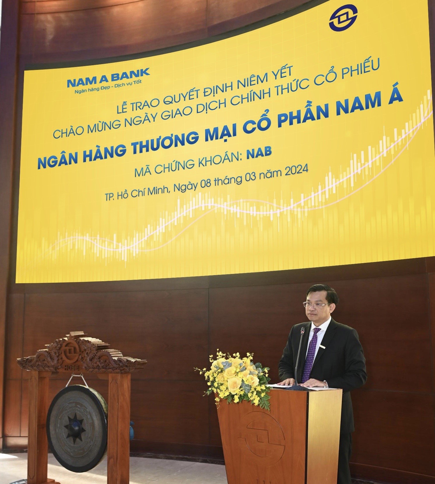 Ông Trần Ngọc Tâm - Phó Chủ tịch Hội đồng Quản trị kiêm Tổng Giám đốc Nam A Bank phát biểu tại sự kiện