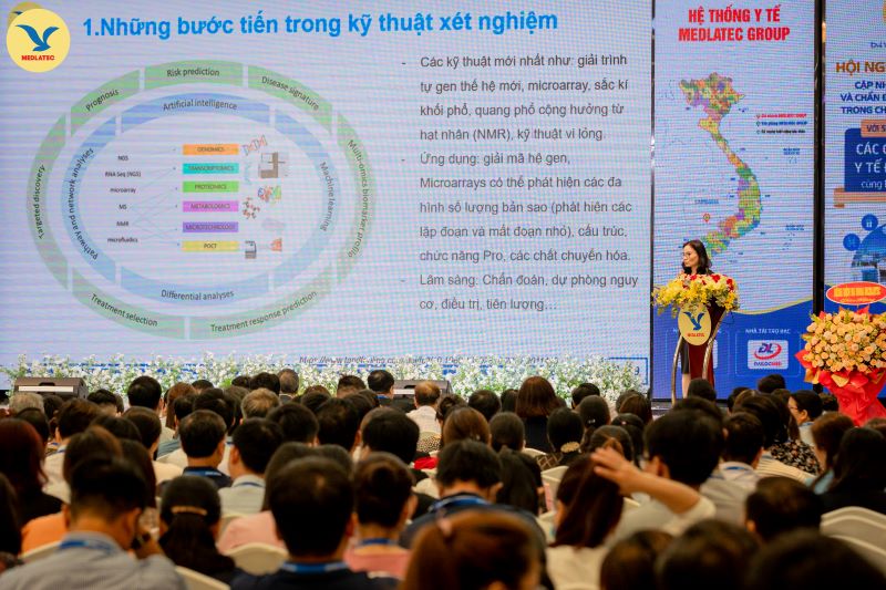 Chuyên gia của Hệ thống Y tế MEDLATEC báo cáo tại Hội nghị tập huấn các xét nghiệm y khoa trong chẩn đoán và điều trị, tổ chức tại Khánh Hòa, có sự tham gia của hơn 700 đại biểu tham dự, diễn ra tháng 3/2023 